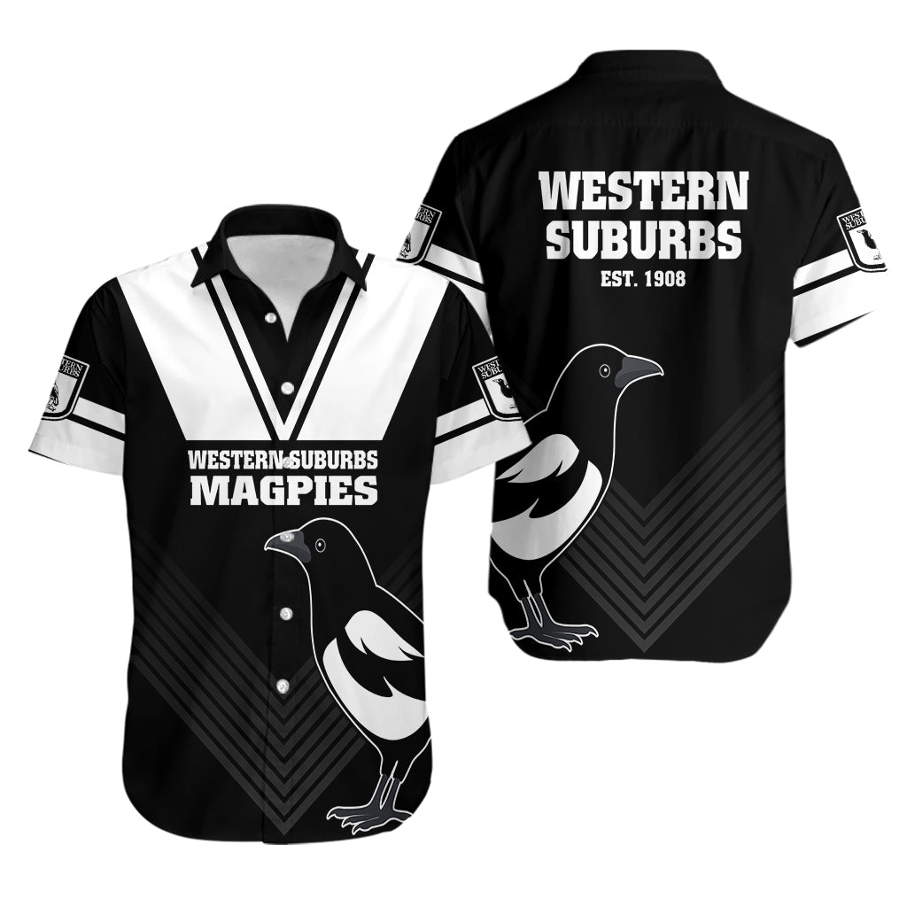 Western Suburbs Magpies Rugby Hawaiian Shirt Simple Style - Vibe Hoodie Shop