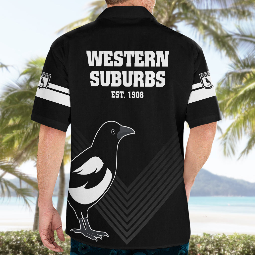 Western Suburbs Magpies Rugby Hawaiian Shirt Simple Style - Vibe Hoodie Shop