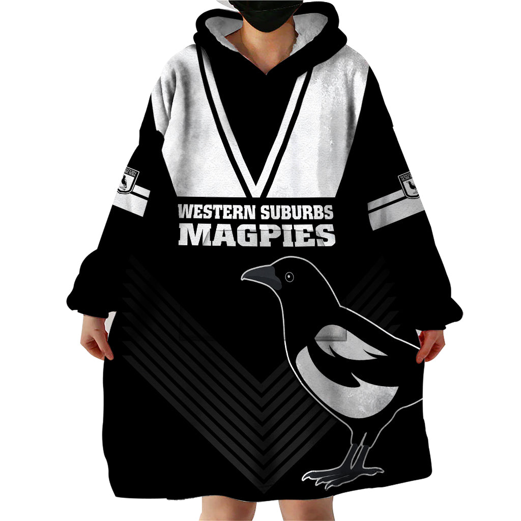 Western Suburbs Magpies Rugby Wearable Blanket Hoodie Simple Style - Vibe Hoodie Shop