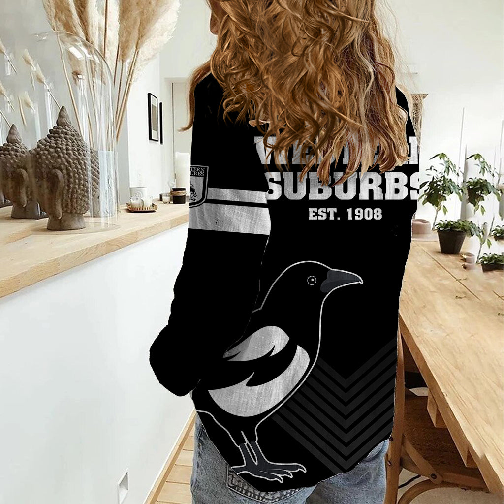 Western Suburbs Magpies Rugby Women Casual Shirt Simple Style - Vibe Hoodie Shop