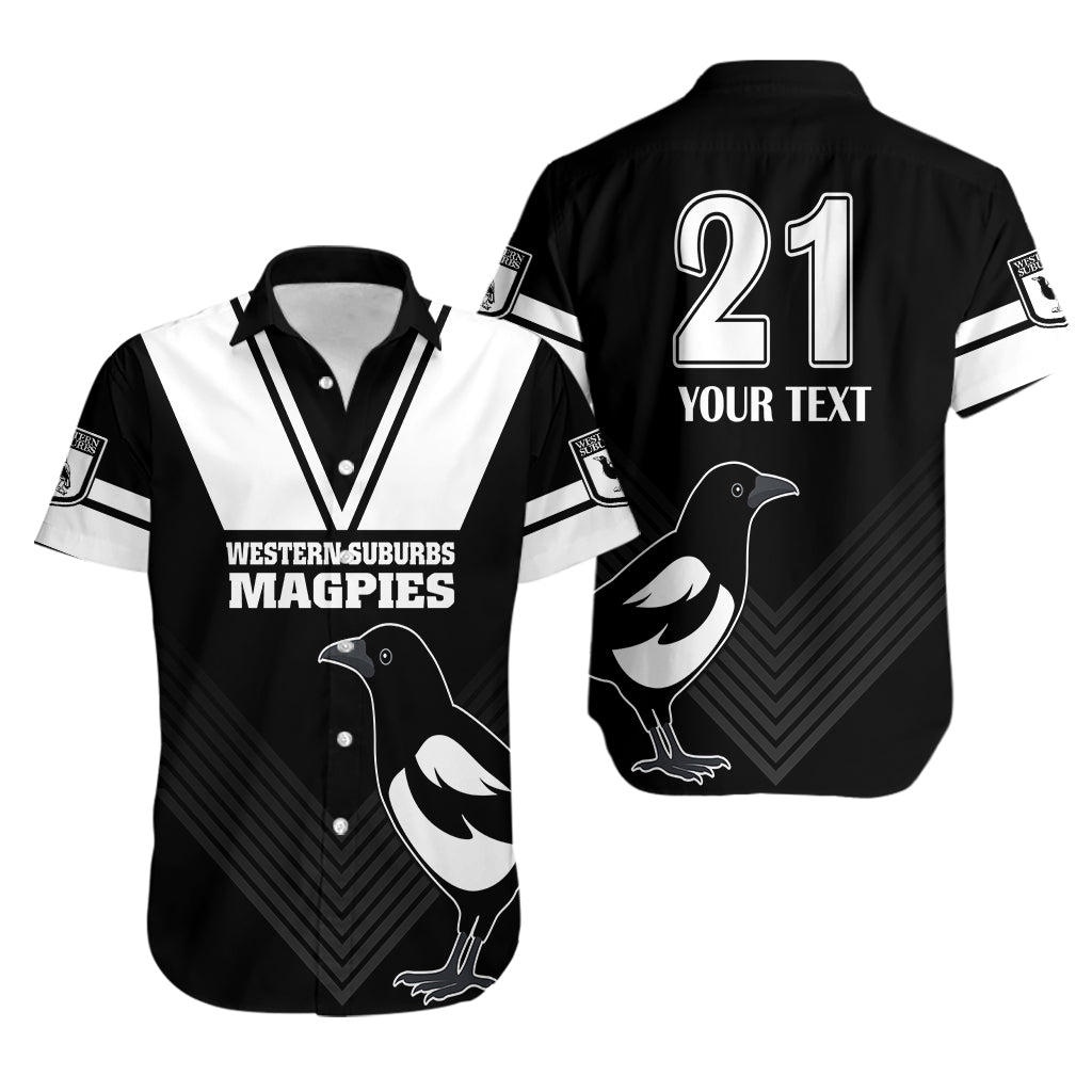(Custom Text And Number) Western Suburbs Magpies Rugby Hawaiian Shirt Simple Style - Vibe Hoodie Shop