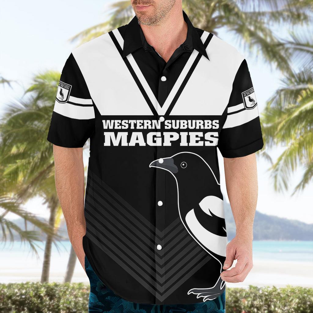 (Custom Text And Number) Western Suburbs Magpies Rugby Hawaiian Shirt Simple Style - Vibe Hoodie Shop