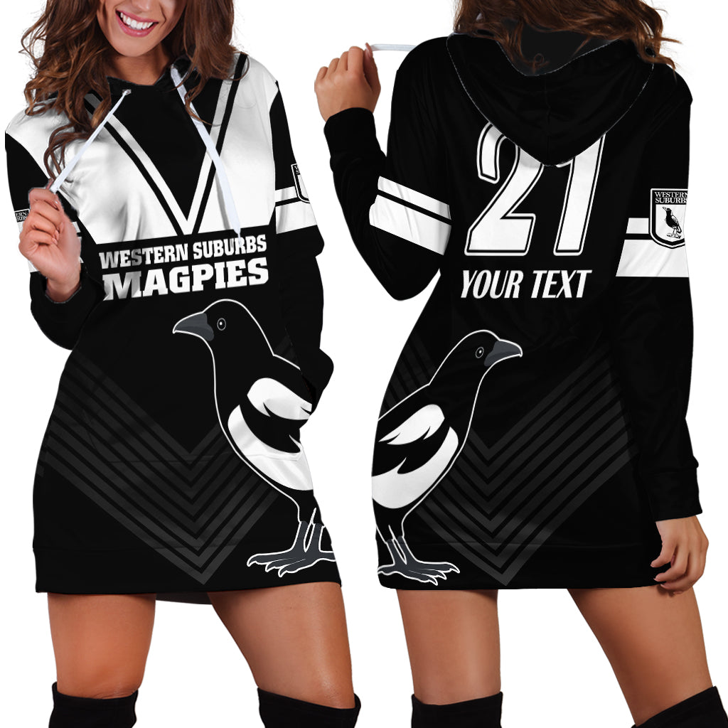 (Custom Text And Number) Western Suburbs Magpies Rugby Hoodie Dress Simple Style - Vibe Hoodie Shop