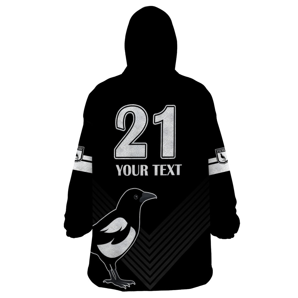 (Custom Text And Number) Western Suburbs Magpies Rugby Wearable Blanket Hoodie Simple Style - Vibe Hoodie Shop