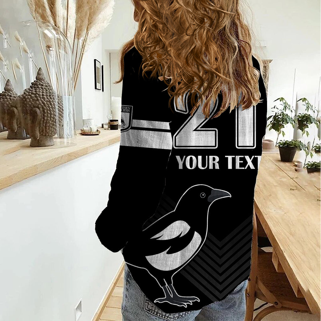 (Custom Text And Number) Western Suburbs Magpies Rugby Women Casual Shirt Simple Style - Vibe Hoodie Shop