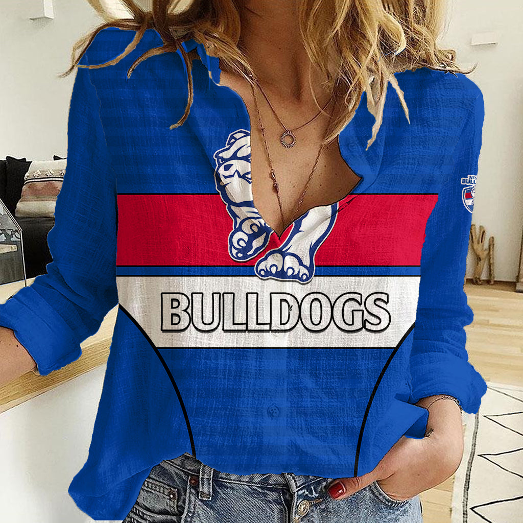 AFL Bulldogs Football Women Casual Shirt Simple Style 2023 - Vibe Hoodie Shop