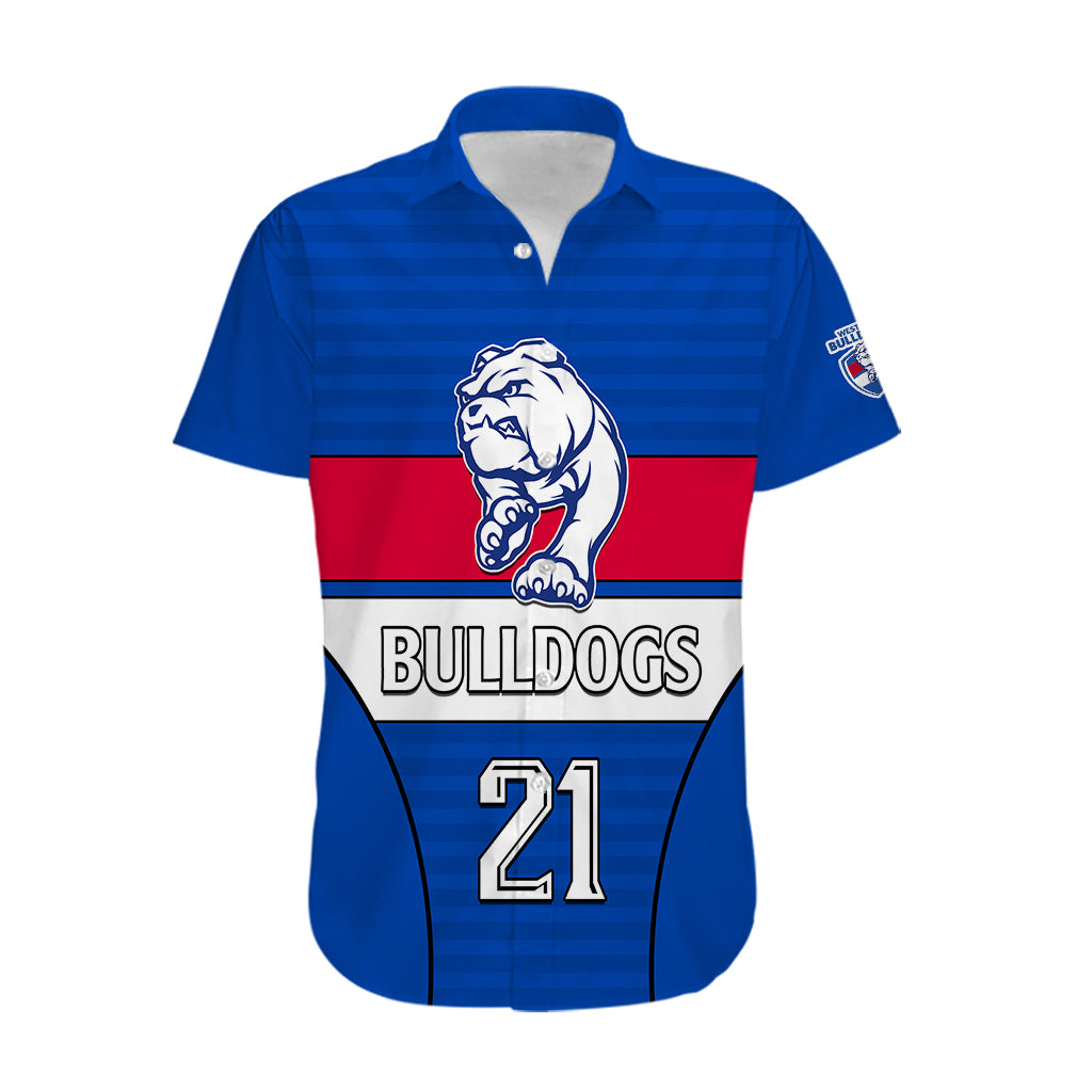 (Custom Text And Number) AFL Bulldogs Football Hawaiian Shirt Simple Style 2023 - Vibe Hoodie Shop