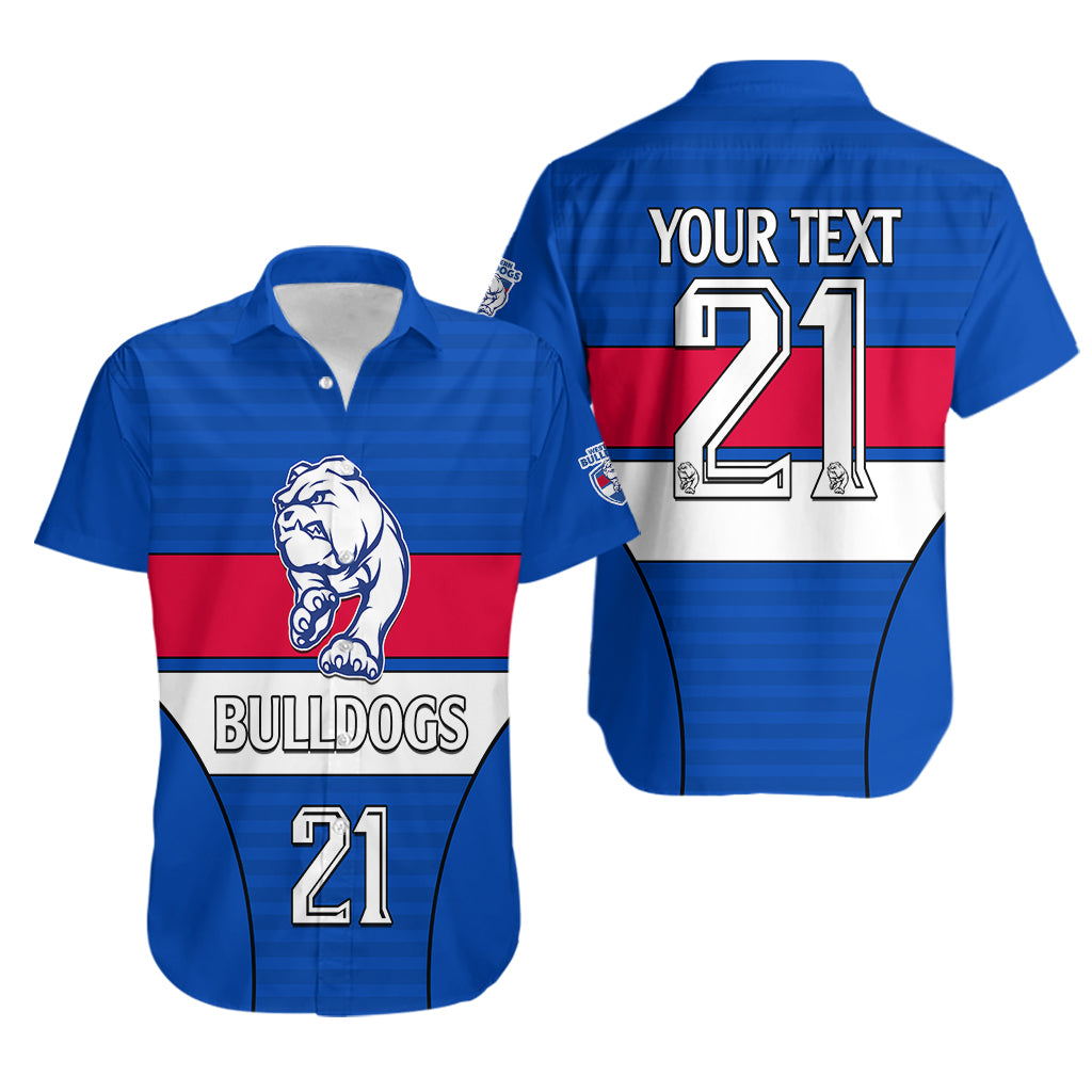 (Custom Text And Number) AFL Bulldogs Football Hawaiian Shirt Simple Style 2023 - Vibe Hoodie Shop