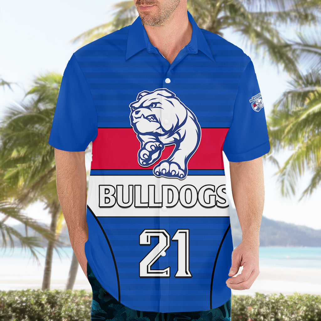 (Custom Text And Number) AFL Bulldogs Football Hawaiian Shirt Simple Style 2023 - Vibe Hoodie Shop