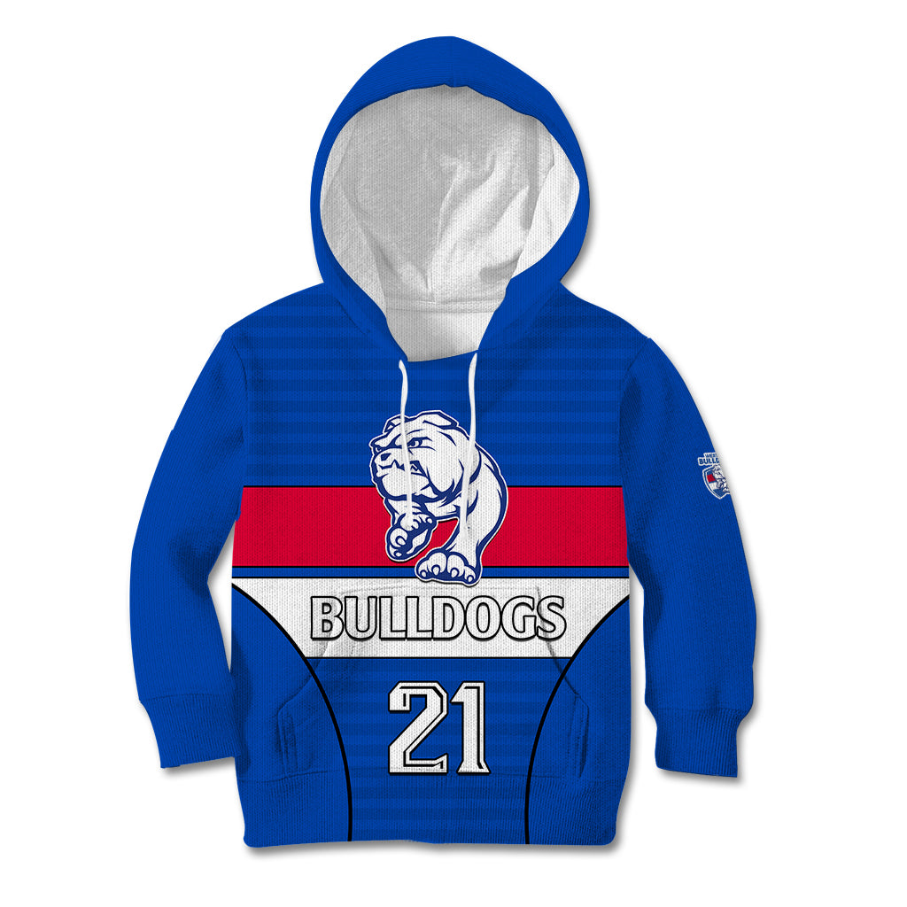 (Custom Text And Number) AFL Bulldogs Football Kid Hoodie Simple Style 2023 - Vibe Hoodie Shop