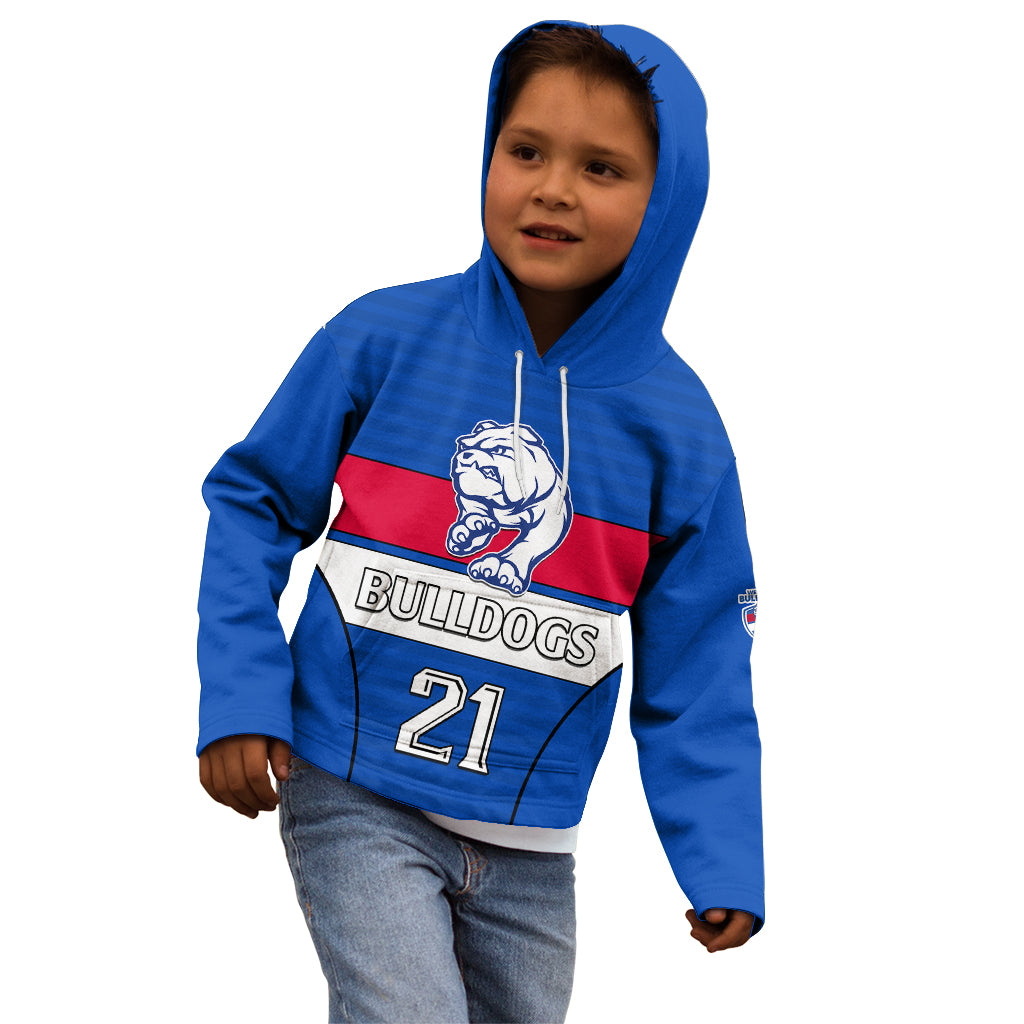 (Custom Text And Number) AFL Bulldogs Football Kid Hoodie Simple Style 2023 - Vibe Hoodie Shop