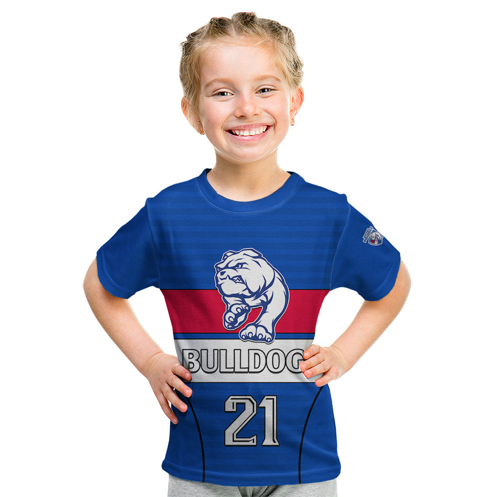 (Custom Text And Number) AFL Bulldogs Football Kid T Shirt Simple Style 2023 - Vibe Hoodie Shop