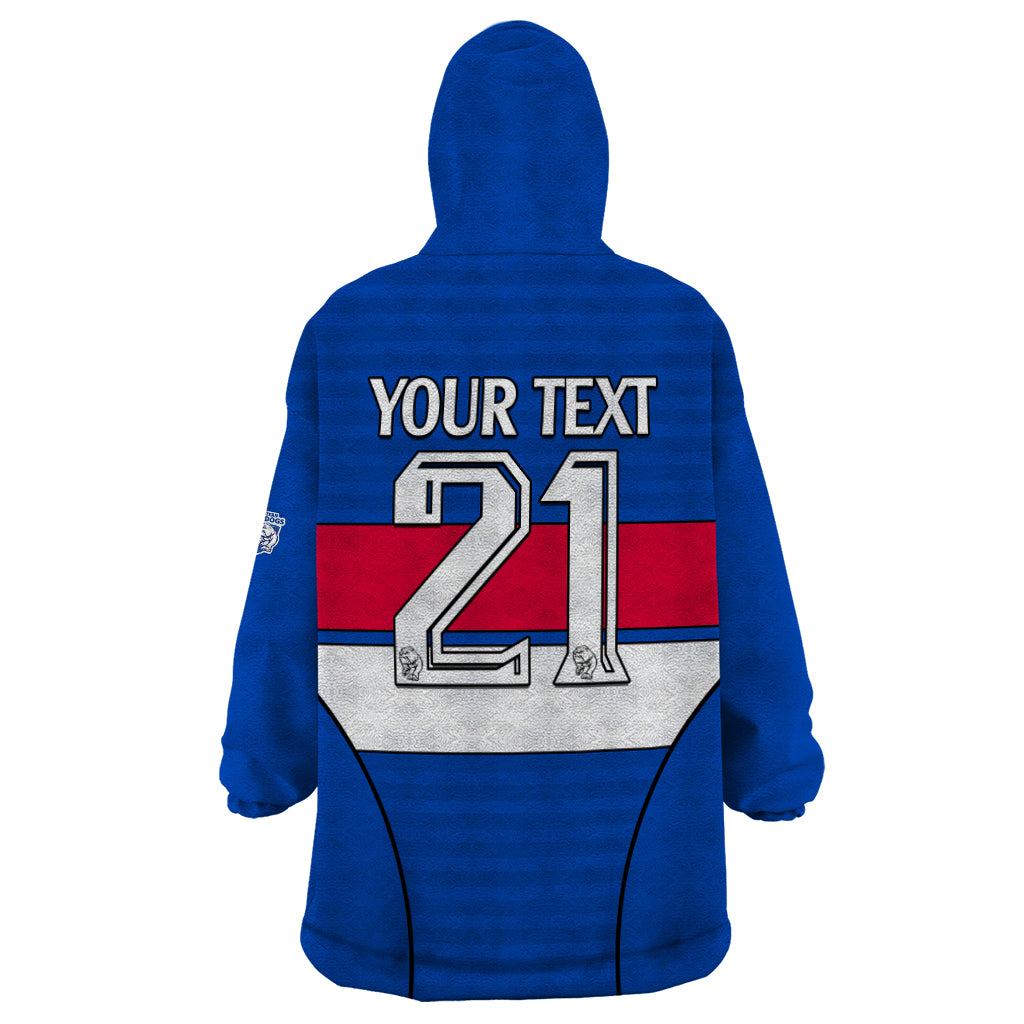 (Custom Text And Number) AFL Bulldogs Football Wearable Blanket Hoodie Simple Style 2023 - Vibe Hoodie Shop