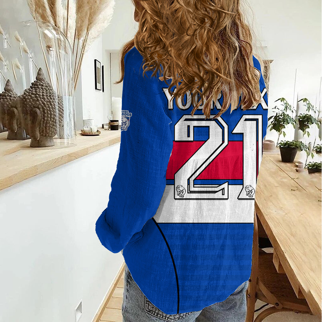(Custom Text And Number) AFL Bulldogs Football Women Casual Shirt Simple Style 2023 - Vibe Hoodie Shop
