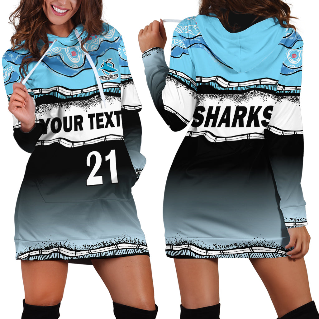 (Custom Text And Number) Cronulla-Sutherland Sharks Rugby Hoodie Dress Simple Style - Vibe Hoodie Shop