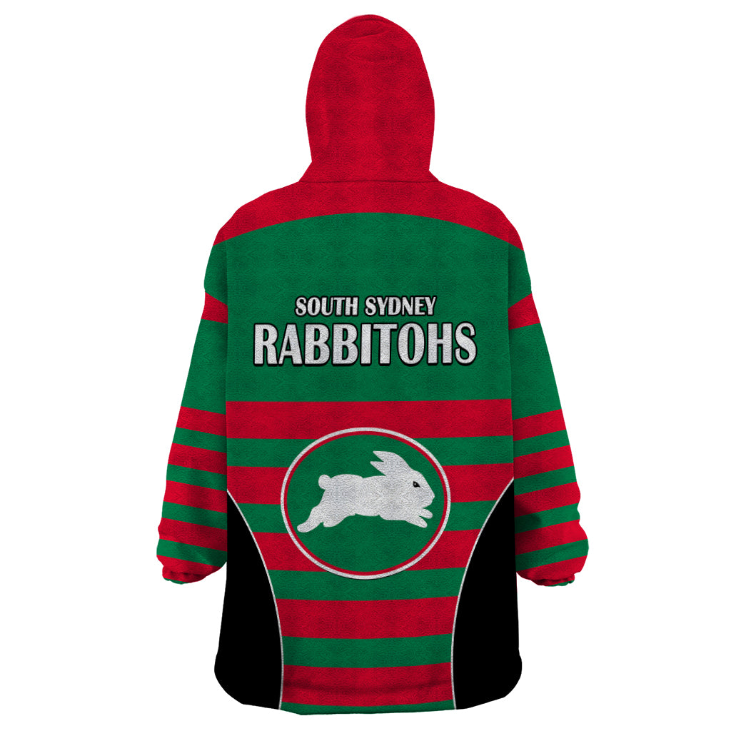 NRL Rabbitohs Rugby Wearable Blanket Hoodie Simple Style 2023 - Vibe Hoodie Shop