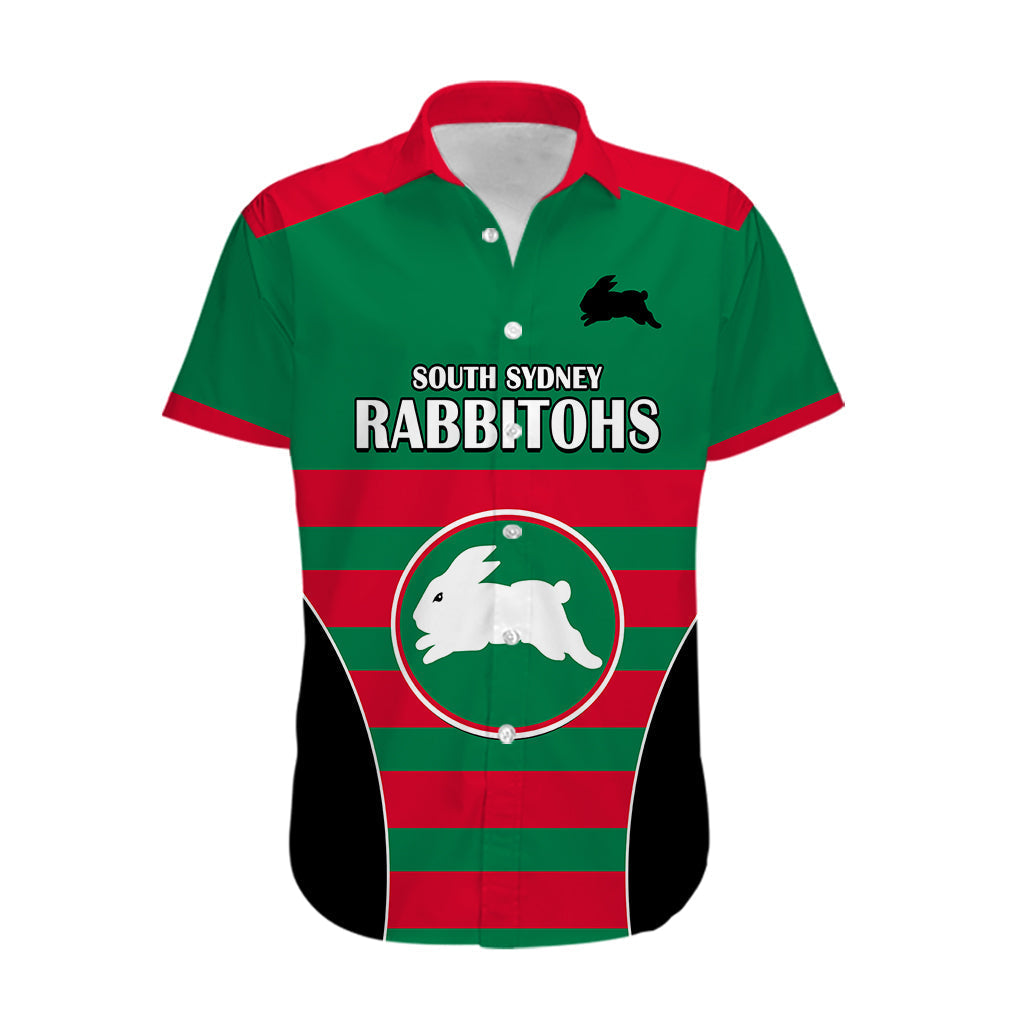 (Custom Text And Number) NRL Rabbitohs Rugby Hawaiian Shirt Simple Style 2023 - Vibe Hoodie Shop