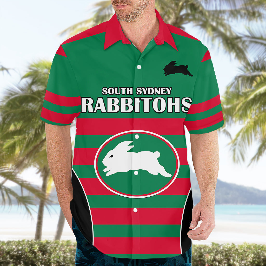 (Custom Text And Number) NRL Rabbitohs Rugby Hawaiian Shirt Simple Style 2023 - Vibe Hoodie Shop