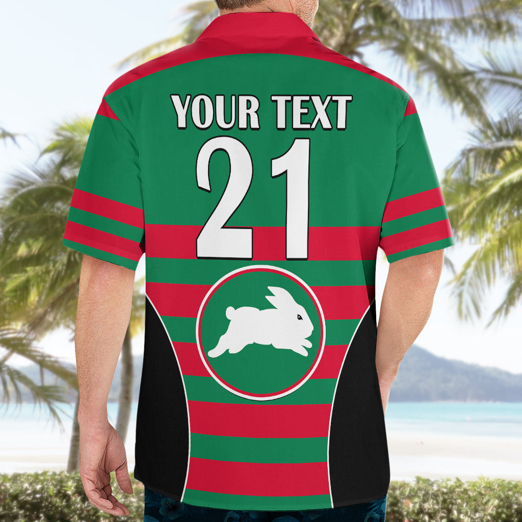 (Custom Text And Number) NRL Rabbitohs Rugby Hawaiian Shirt Simple Style 2023 - Vibe Hoodie Shop