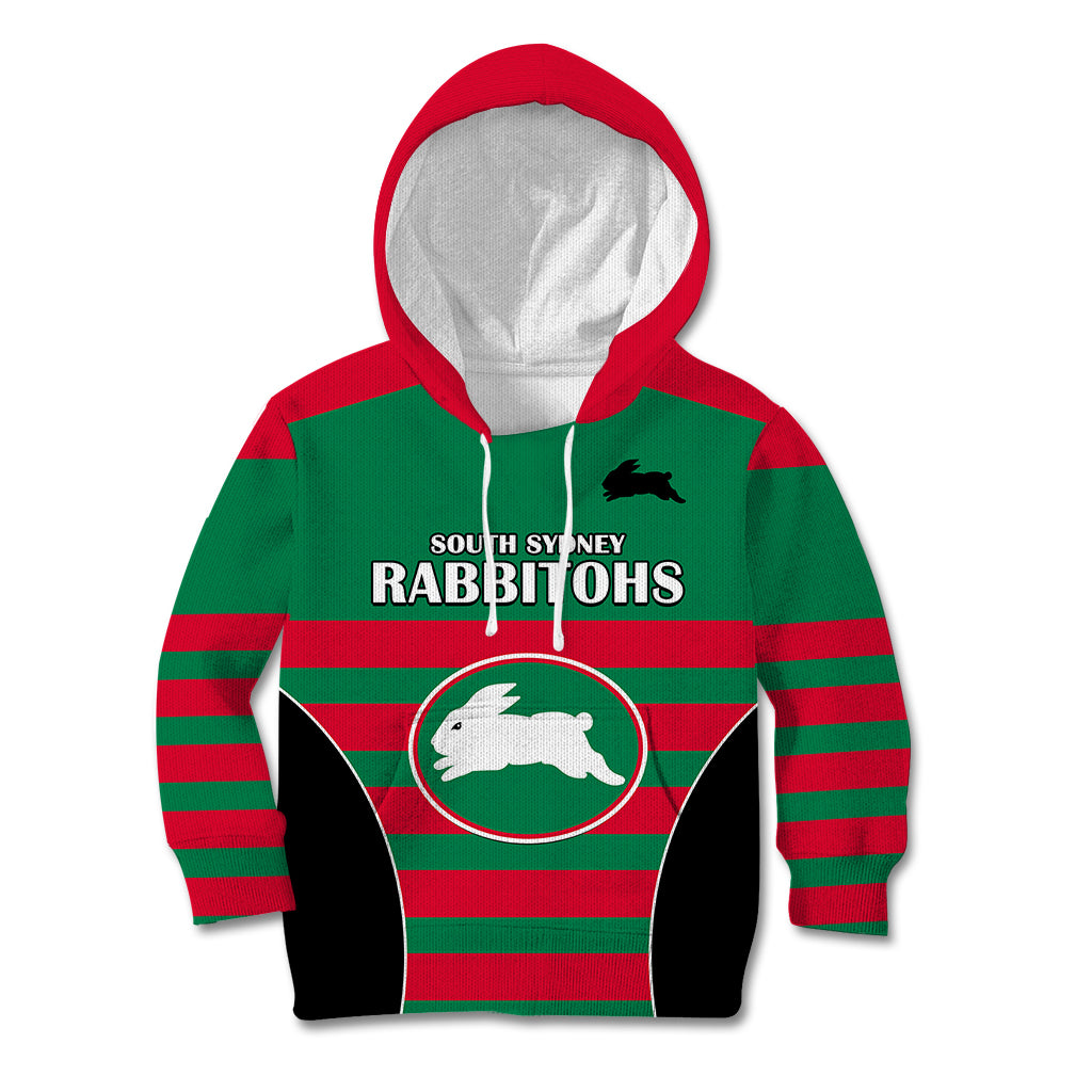 (Custom Text And Number) NRL Rabbitohs Rugby Kid Hoodie Simple Style 2023 - Vibe Hoodie Shop