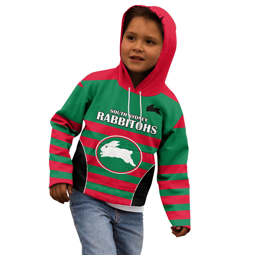 (Custom Text And Number) NRL Rabbitohs Rugby Kid Hoodie Simple Style 2023 - Vibe Hoodie Shop