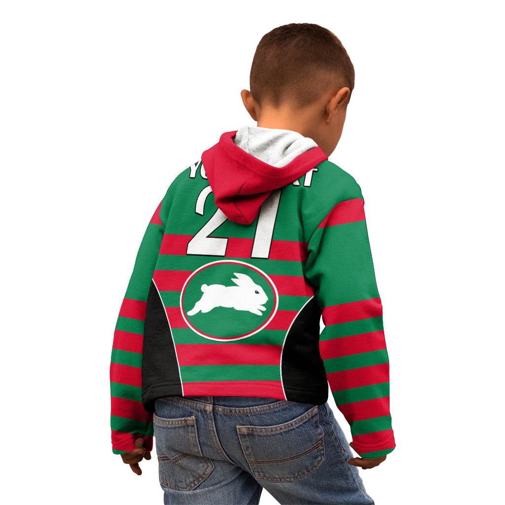 (Custom Text And Number) NRL Rabbitohs Rugby Kid Hoodie Simple Style 2023 - Vibe Hoodie Shop
