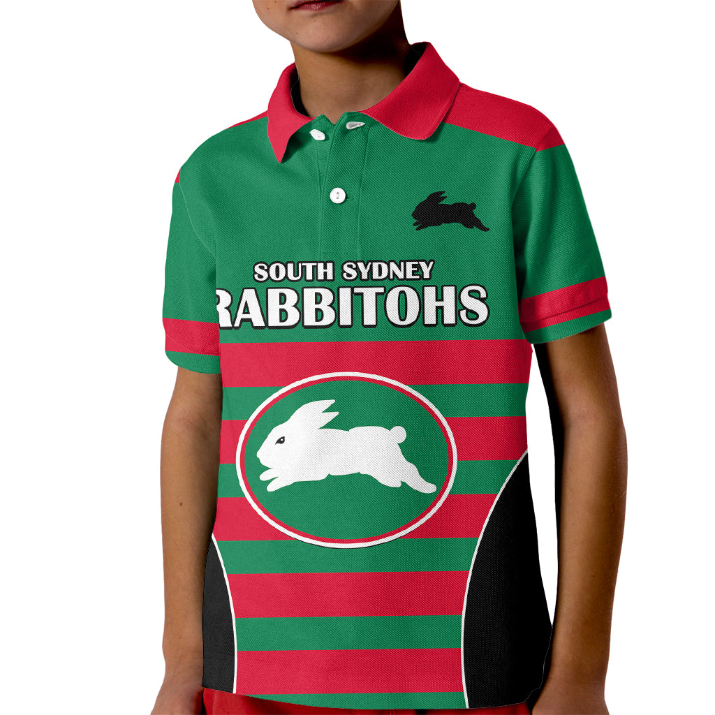 (Custom Text And Number) NRL Rabbitohs Rugby Kid Polo Shirt Simple Style 2023 - Vibe Hoodie Shop
