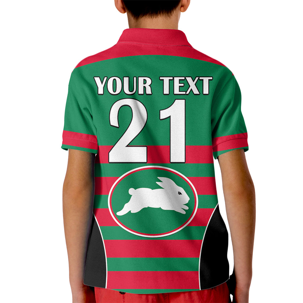 (Custom Text And Number) NRL Rabbitohs Rugby Kid Polo Shirt Simple Style 2023 - Vibe Hoodie Shop