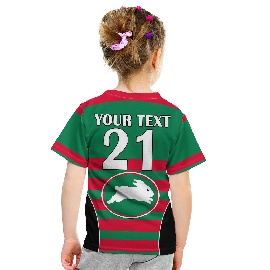 (Custom Text And Number) NRL Rabbitohs Rugby Kid T Shirt Simple Style 2023 - Vibe Hoodie Shop
