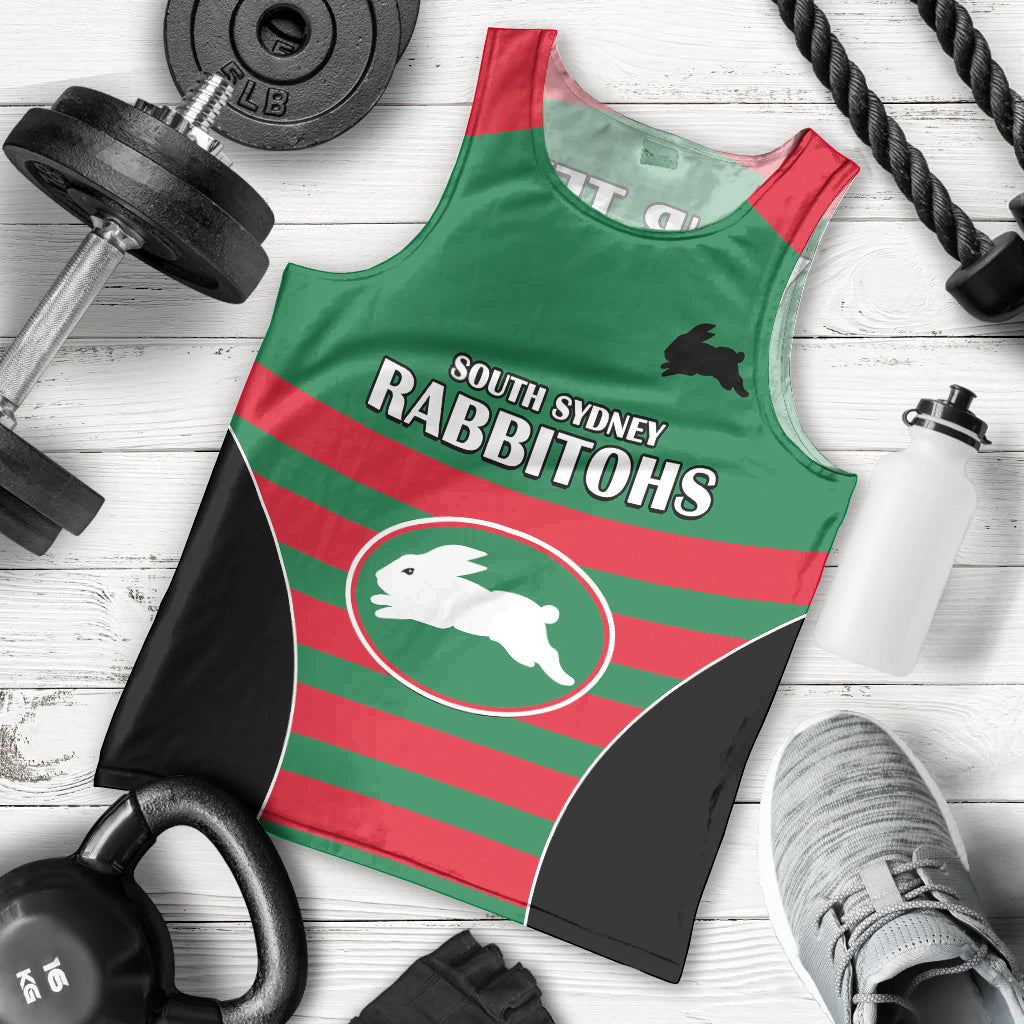 (Custom Text And Number) NRL Rabbitohs Rugby Men Tank Top Simple Style 2023 - Vibe Hoodie Shop