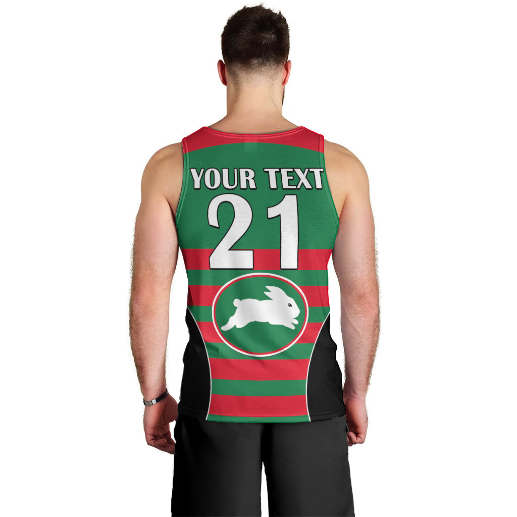 (Custom Text And Number) NRL Rabbitohs Rugby Men Tank Top Simple Style 2023 - Vibe Hoodie Shop