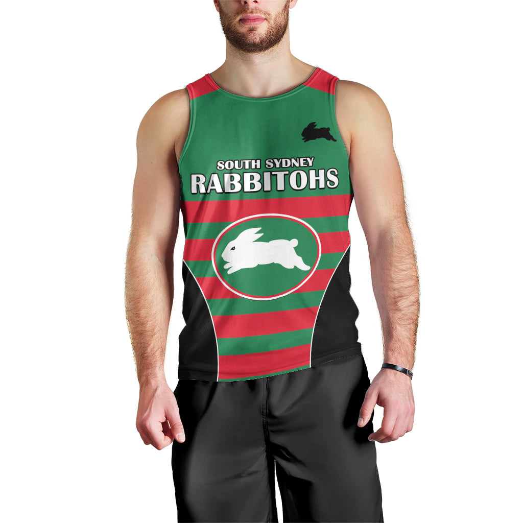 (Custom Text And Number) NRL Rabbitohs Rugby Men Tank Top Simple Style 2023 - Vibe Hoodie Shop