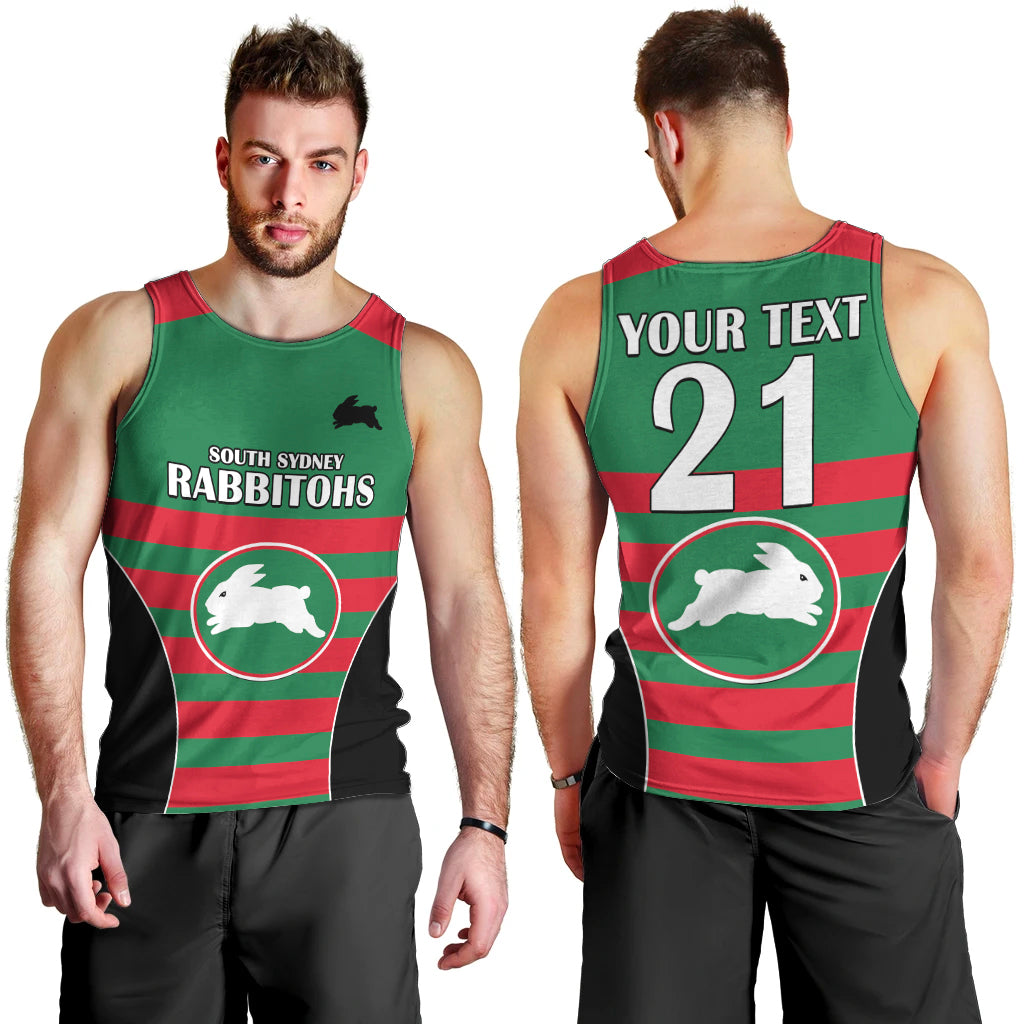 (Custom Text And Number) NRL Rabbitohs Rugby Men Tank Top Simple Style 2023 - Vibe Hoodie Shop