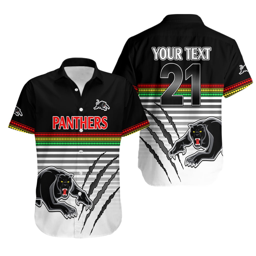 (Custom Text And Number) Penrith Panthers Rugby Hawaiian Shirt Authentic Permiers Black Version 2023 - Vibe Hoodie Shop