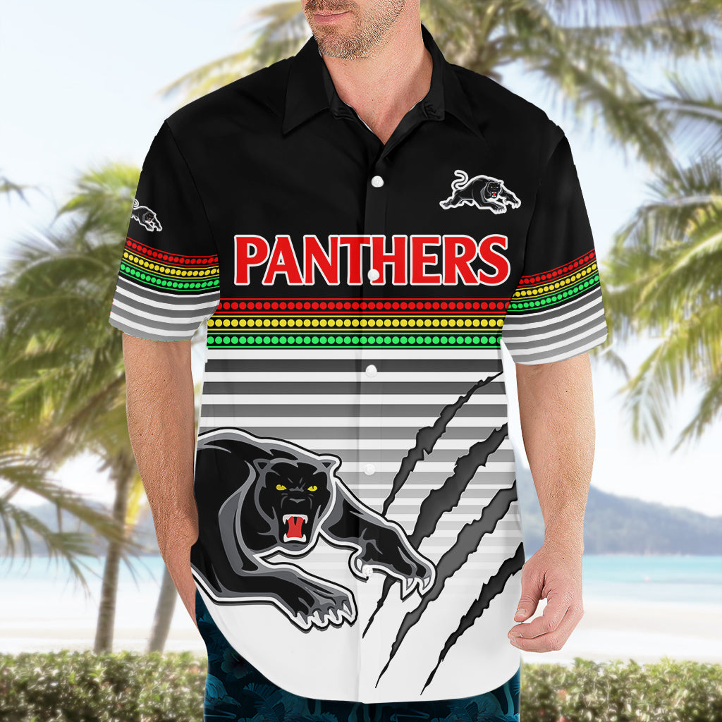 (Custom Text And Number) Penrith Panthers Rugby Hawaiian Shirt Authentic Permiers Black Version 2023 - Vibe Hoodie Shop