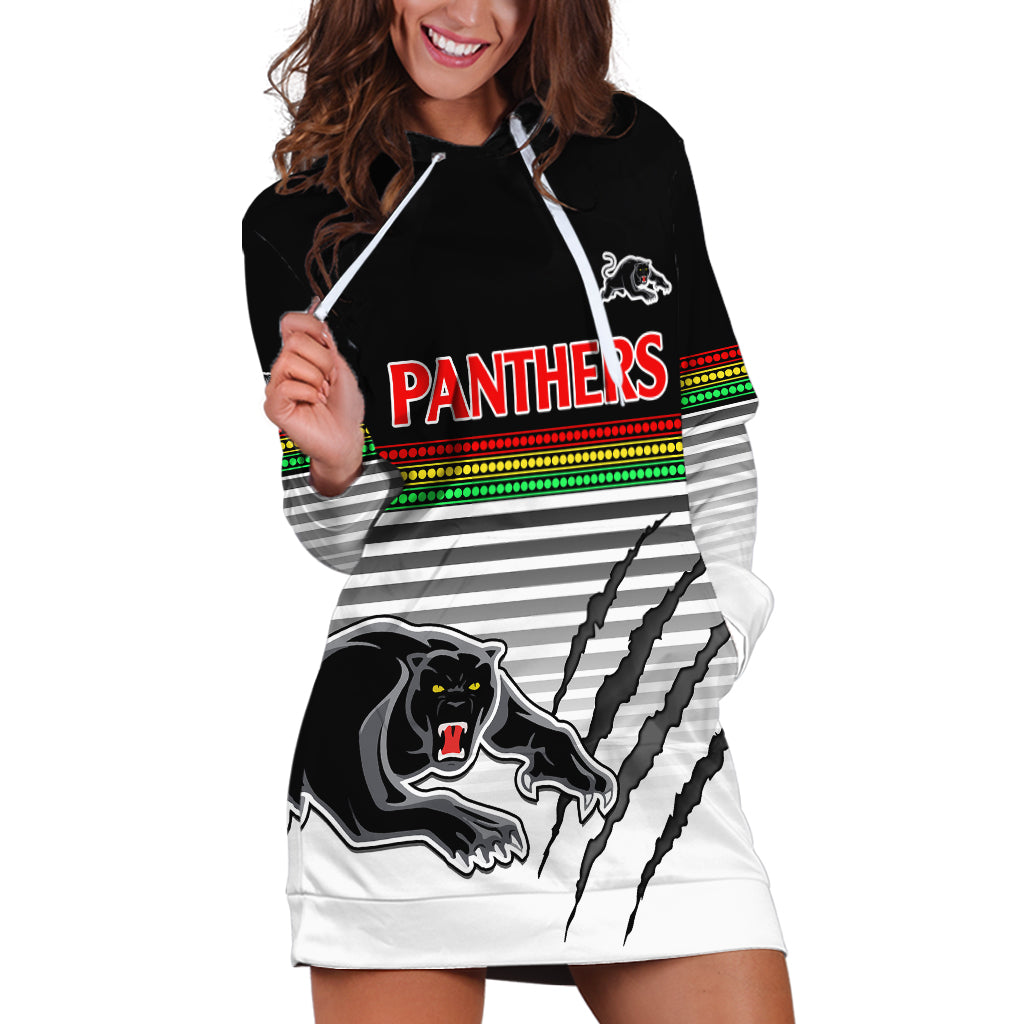 (Custom Text And Number) Penrith Panthers Rugby Hoodie Dress Authentic Permiers Black Version 2023 - Vibe Hoodie Shop