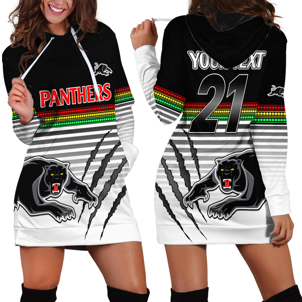 (Custom Text And Number) Penrith Panthers Rugby Hoodie Dress Authentic Permiers Black Version 2023 - Vibe Hoodie Shop