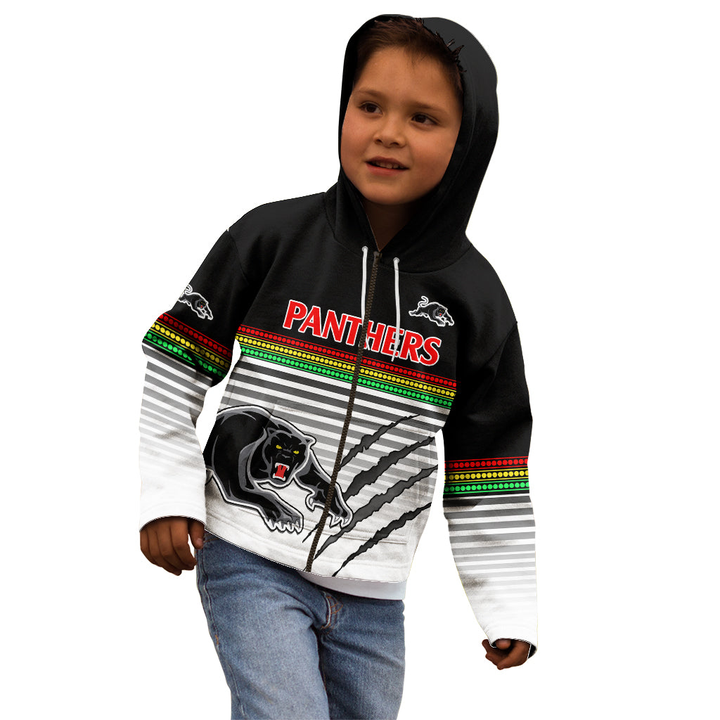 (Custom Text And Number) Penrith Panthers Rugby Kid Hoodie Authentic Permiers Black Version 2023 - Vibe Hoodie Shop