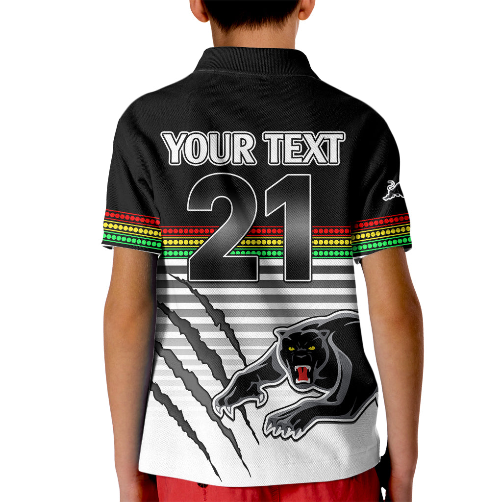 (Custom Text And Number) Penrith Panthers Rugby Kid Polo Shirt Authentic Permiers Black Version 2023 - Vibe Hoodie Shop