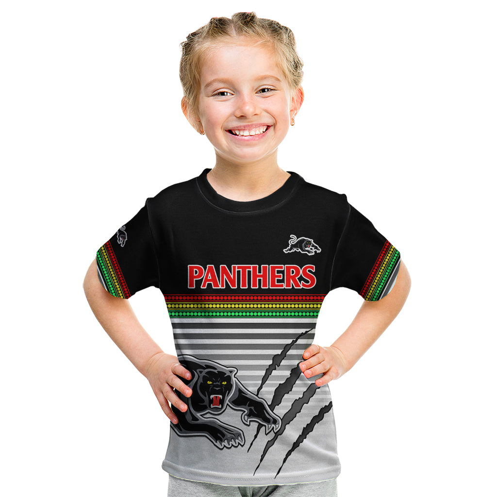 (Custom Text And Number) Penrith Panthers Rugby Kid T Shirt Authentic Permiers Black Version 2023 - Vibe Hoodie Shop