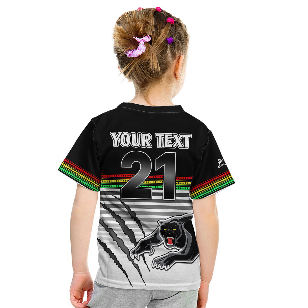 (Custom Text And Number) Penrith Panthers Rugby Kid T Shirt Authentic Permiers Black Version 2023 - Vibe Hoodie Shop