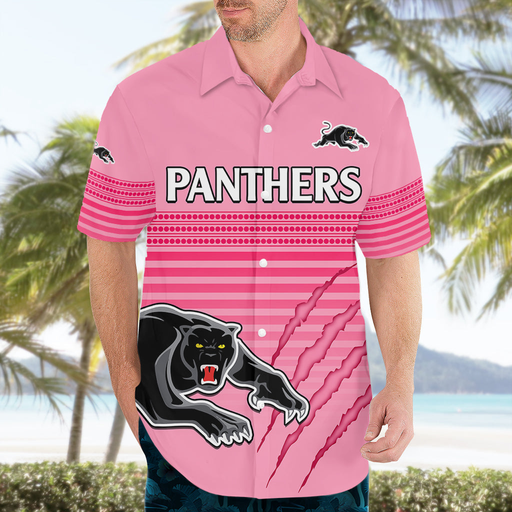 (Custom Text And Number) Penrith Panthers Rugby Hawaiian Shirt Authentic Permiers Pink Version 2023 - Vibe Hoodie Shop