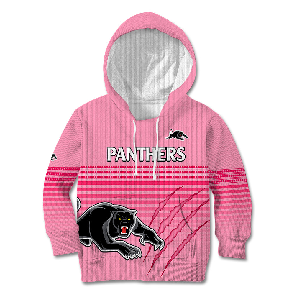 (Custom Text And Number) Penrith Panthers Rugby Kid Hoodie Authentic Permiers Pink Version 2023 - Vibe Hoodie Shop