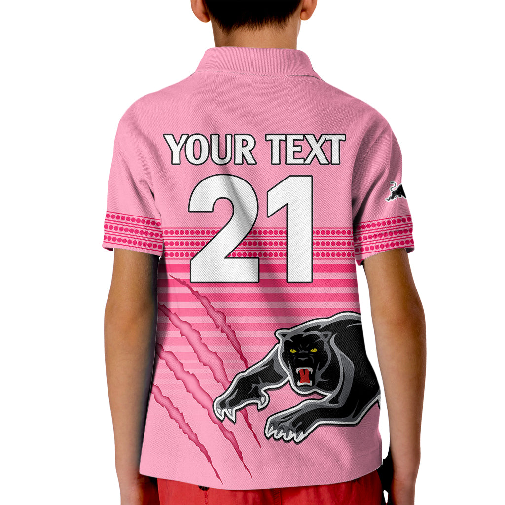 (Custom Text And Number) Penrith Panthers Rugby Kid Polo Shirt Authentic Permiers Pink Version 2023 - Vibe Hoodie Shop
