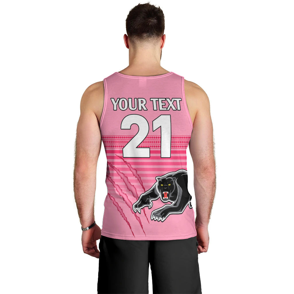 (Custom Text And Number) Penrith Panthers Rugby Men Tank Top Authentic Permiers Pink Version 2023 - Vibe Hoodie Shop