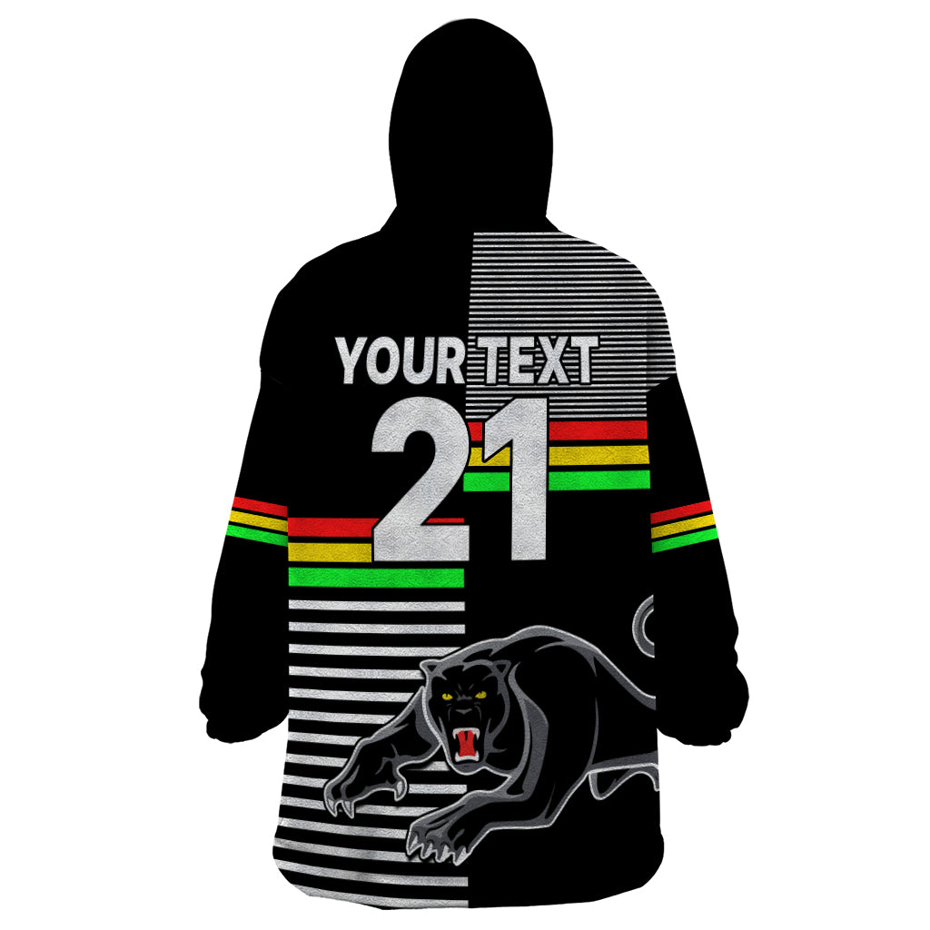 (Custom Text And Number) Penrith Panthers Rugby Wearable Blanket Hoodie Proud The Panthers Comeback - Vibe Hoodie Shop