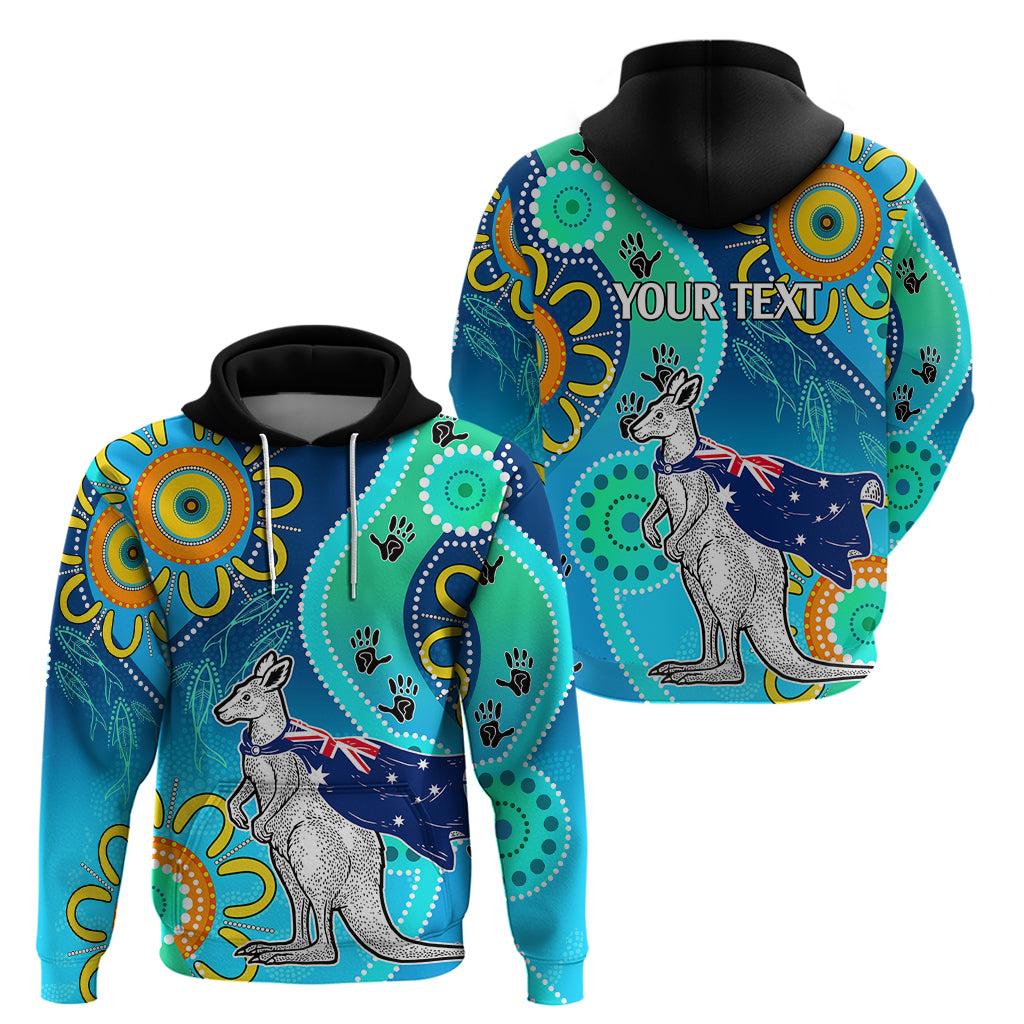 Personalised Australia Kangaroo Hoodie Aboriginal Tribal Art Stylization LT9 - Vibe Hoodie Shop