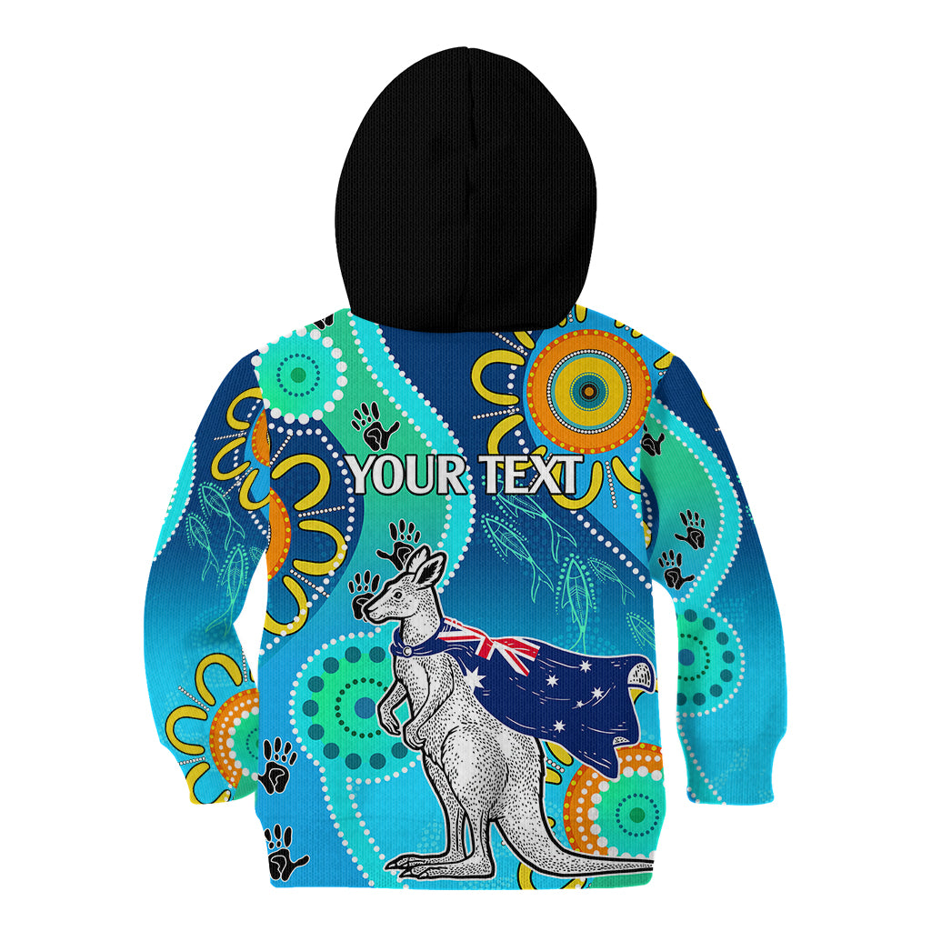 Personalised Australia Kangaroo Kid Hoodie Aboriginal Tribal Art Stylization - Vibe Hoodie Shop