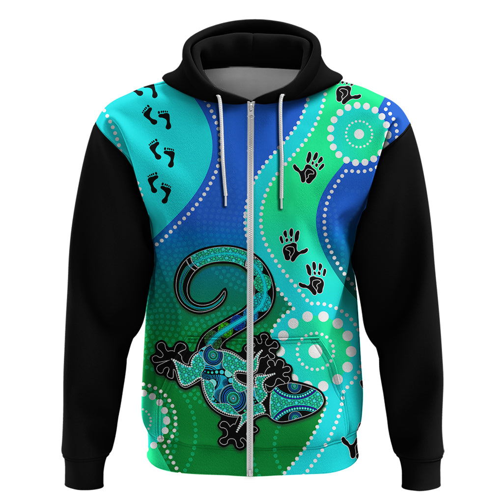 Personalised Australia Lizard Hoodie Aboriginal Tribal Art Stylization LT9 - Vibe Hoodie Shop