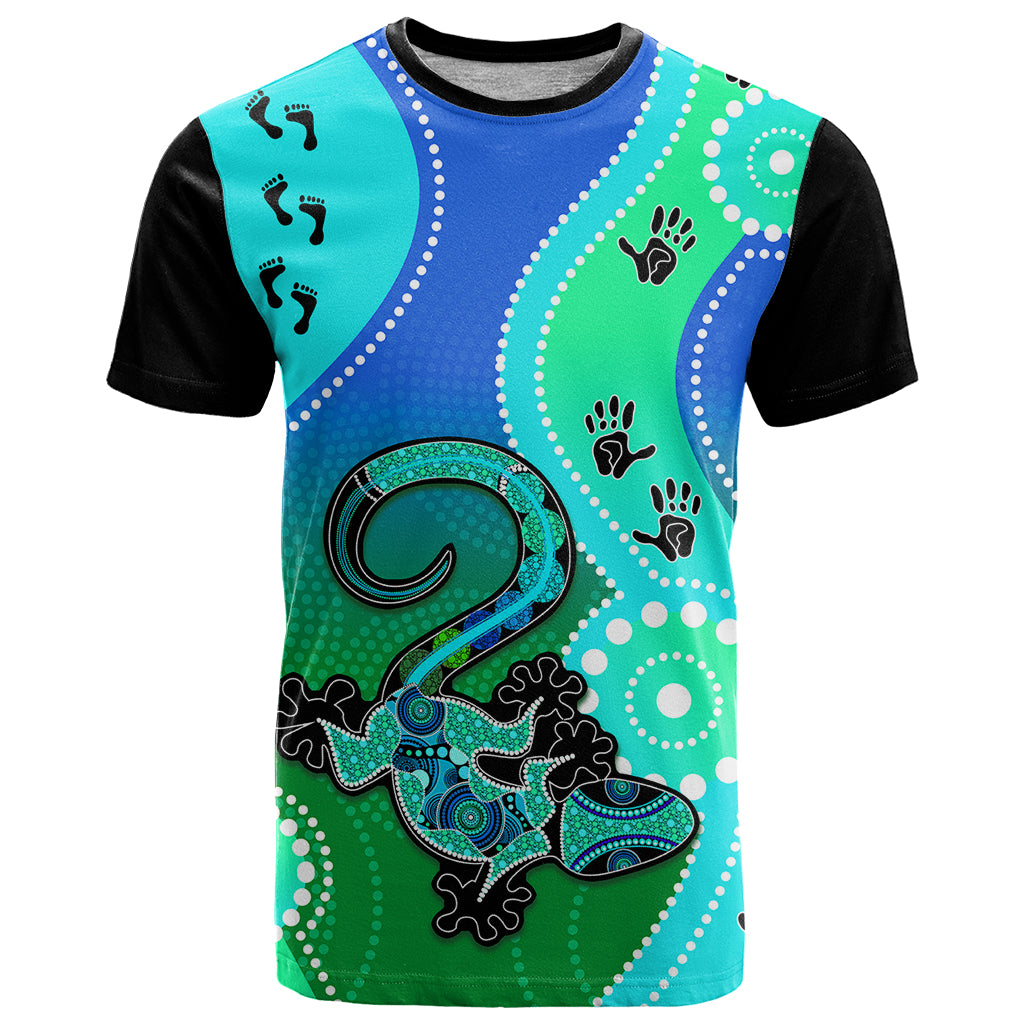 Personalised Australia Lizard T Shirt Aboriginal Tribal Art Stylization LT9 - Vibe Hoodie Shop